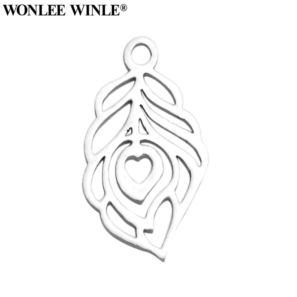 Wonlee Winle DIY 316 Stainless Steel Laser Incision Leaf Charms Pendants for Bracelet Necklace Jewelry Making | Украшения и