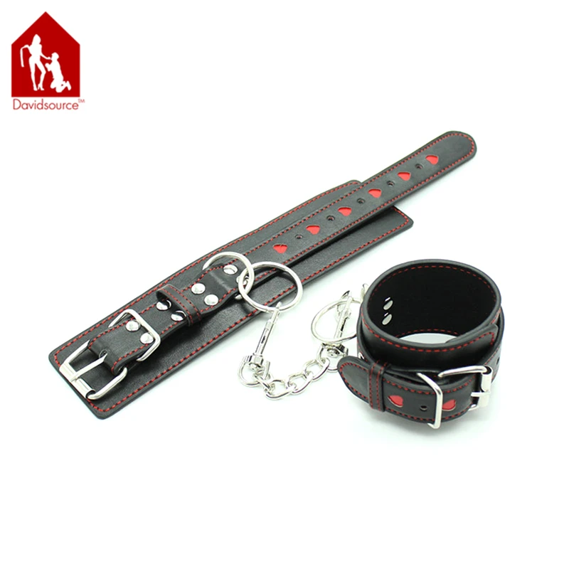 Davidsource сердце картины кожаные наручники с цепочкой и крюк Булавки-Стиль ремень