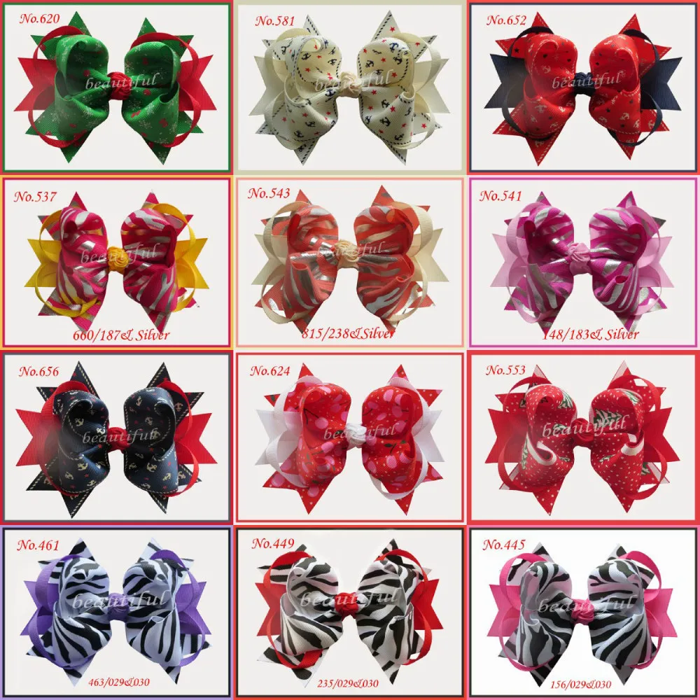 

20pcs Hand Customize Hair Accessories Free Shipping Good Girl Boutique 5.5 Inch D-Ring Hair Bows Clips Zebra Ribbon 270 No.
