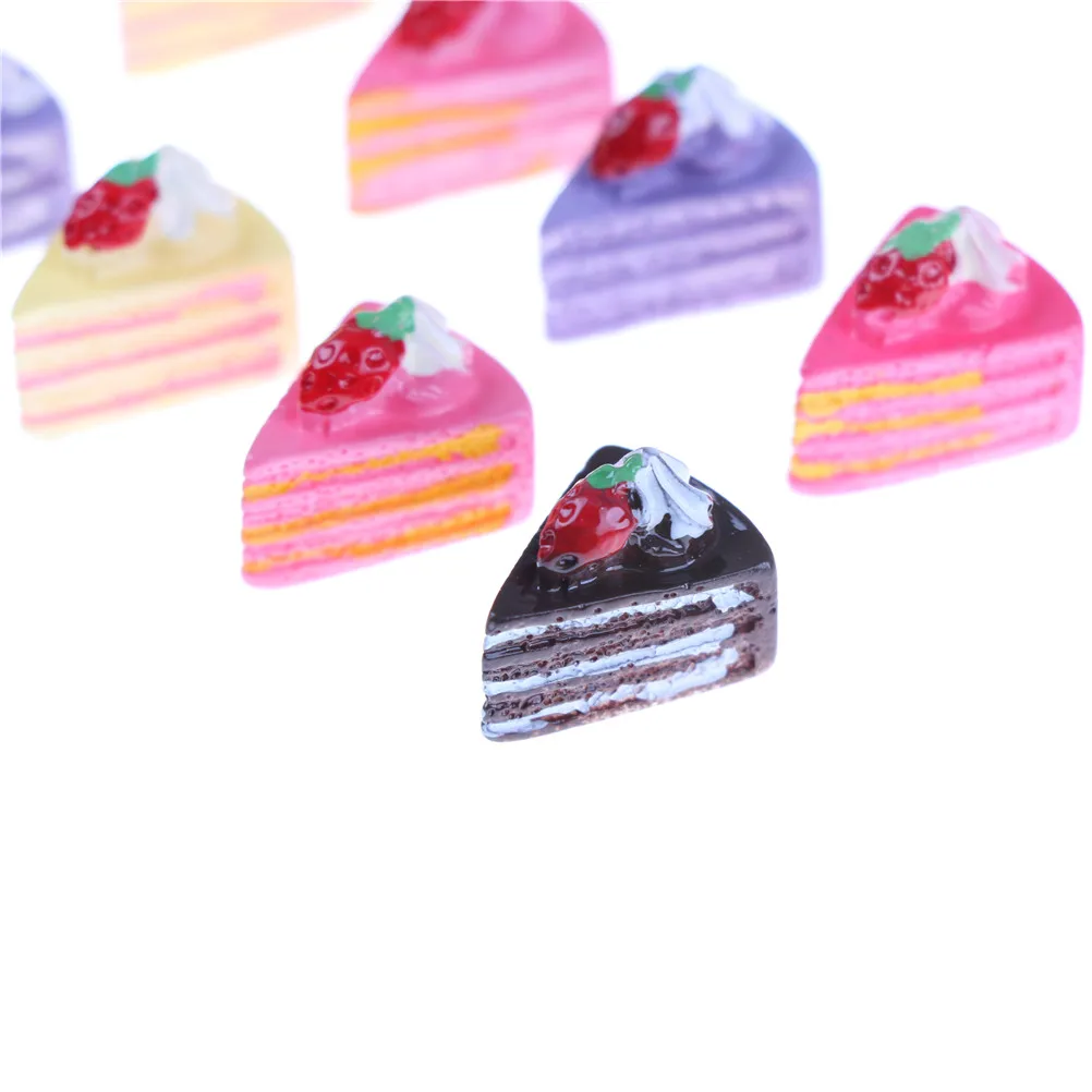 

10PCS Decorative Artificial Fake Food Cake Resin Cabochon Craft Kawaii Flat Back DIY Miniature Play Doll House Toy