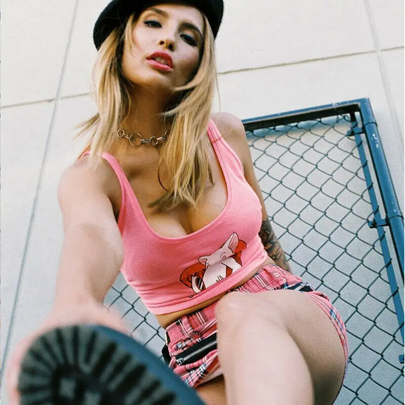 Женский летний Сексуальный Приталенный жилет розовый короткий топ без рукавов