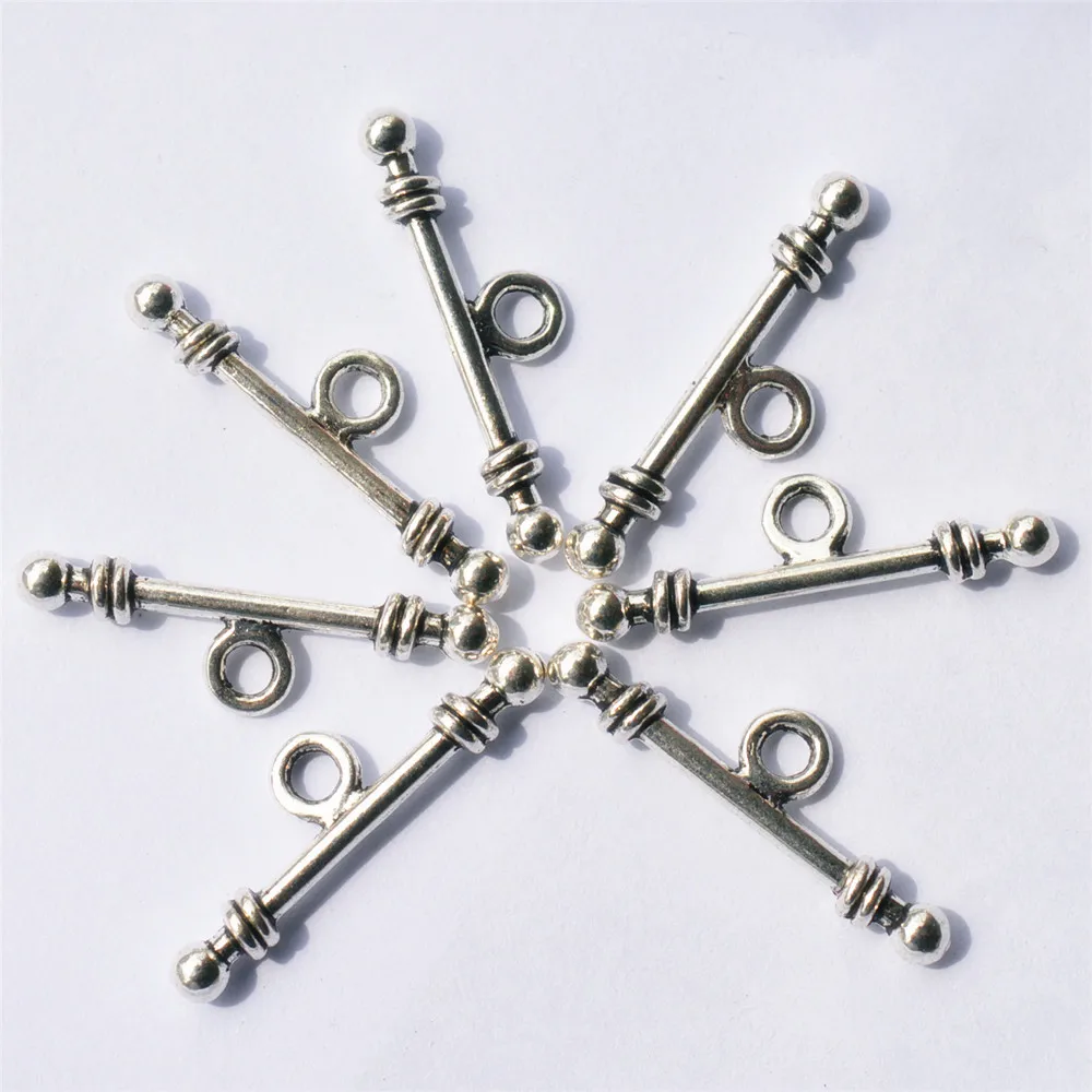 

20 Sets Antique Silver Flower Alloy Toggle Clasp Jewelry Findings18x14mm