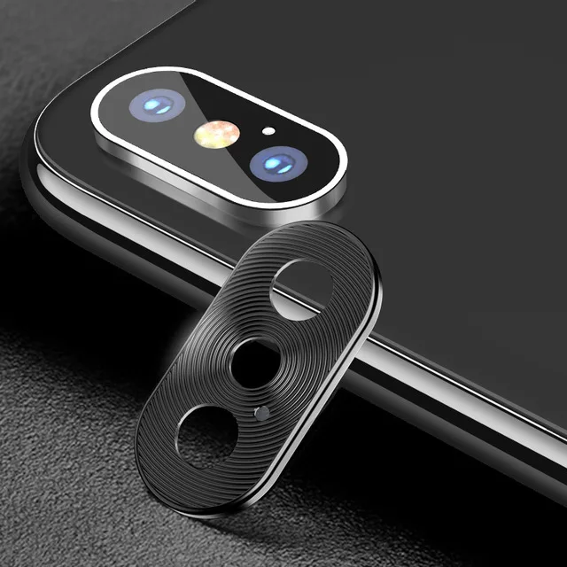 Задняя камера протектор для iPhone X XS Max XR 7 8 6s Plus на iPhone X защитная металлическая крышка для объектива Кольцо для пробирок защитное кольцо для объектива - Цвет: Black