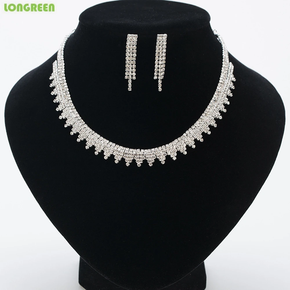 Женский комплект ювелирных изделий серьги с кристаллами и цирконием 925|Ювелирные