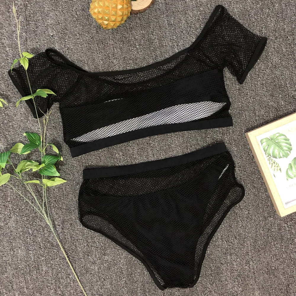 Купальник-бандо Floylyn женский с высокой талией пикантный сетчатый купальный