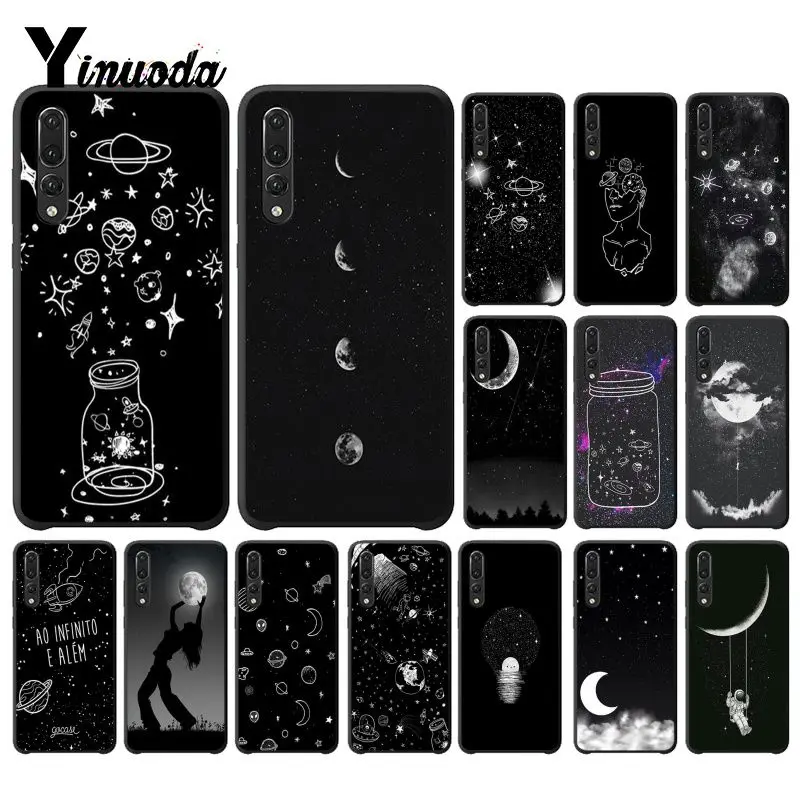 Чехол для телефона Yinuoda черный с белым луной звездами космосом чехол Huawei P10 Plus Mate10