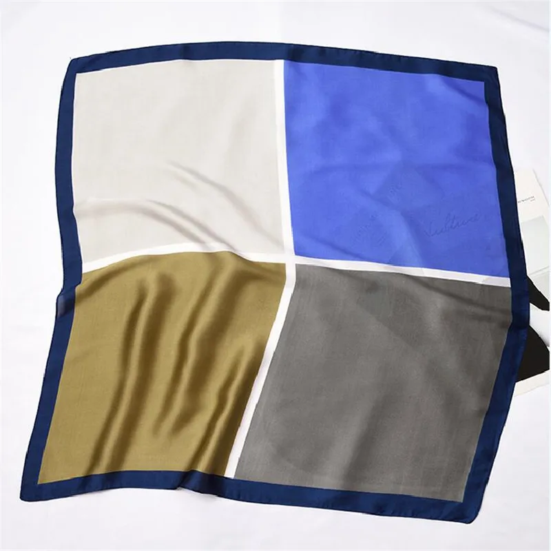 

New Women's Square Satin Silk Scarf Striped Scarves Solid color Patchwork Headband Wrap Shawls 70*70 cm Ties Neckerchief