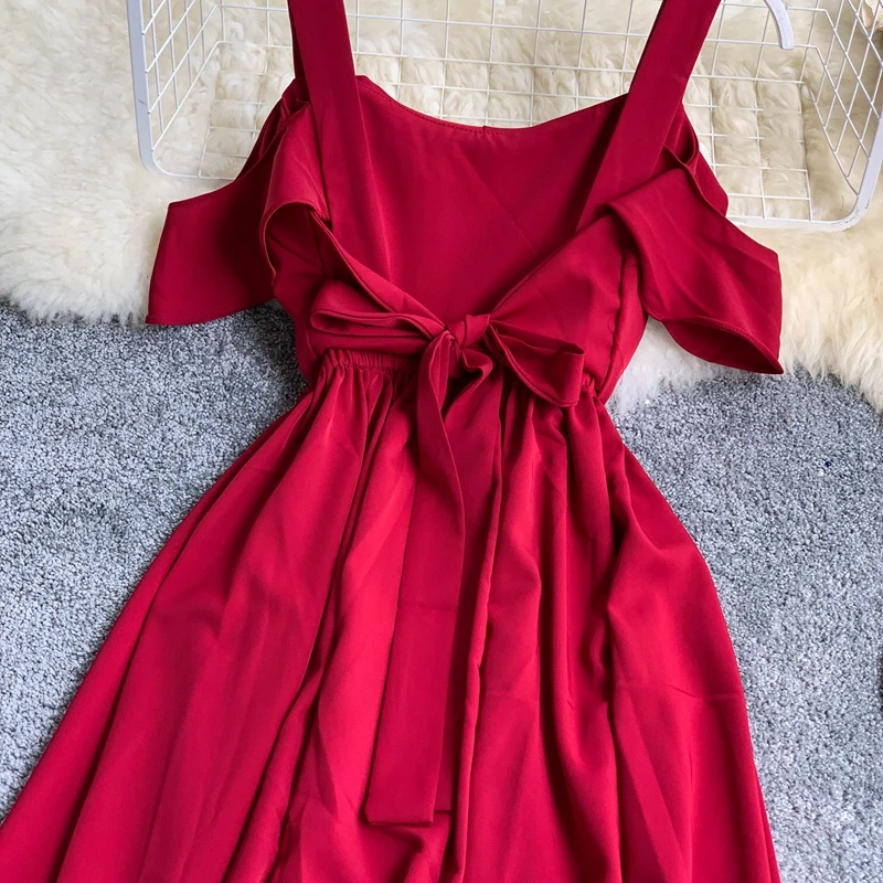 Летние женские платья 2019 сексуальные с открытыми плечами без спинки винтажное