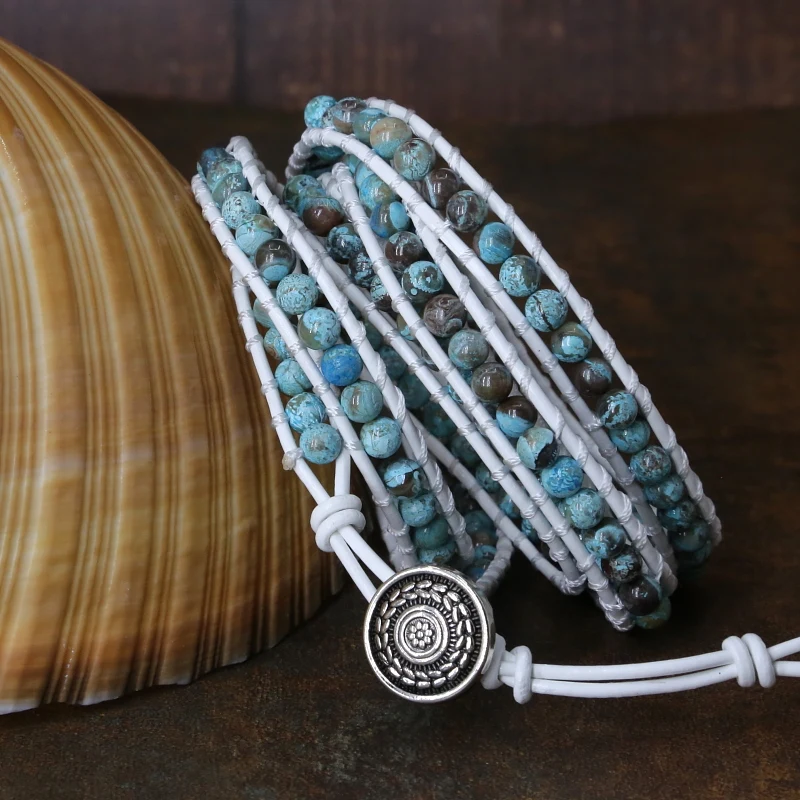 Уникальные смешанные природные камни жемчужные шарики 5 нитей браслеты ручной