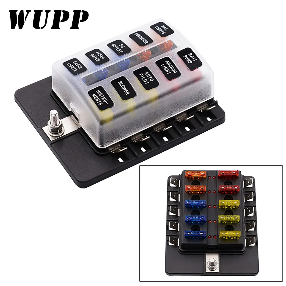 WUPP 10 Way Blade держатель блока предохранителей светодиодный светодиодной сигнальной