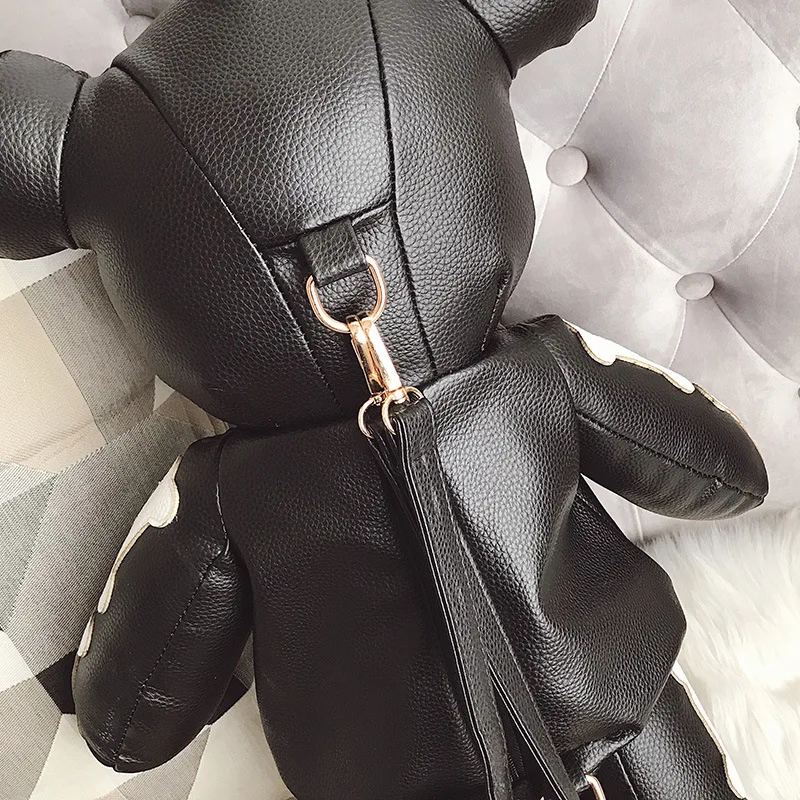 Забавный дизайнерский женский кожаный рюкзак с медведем Женский индивидуальный