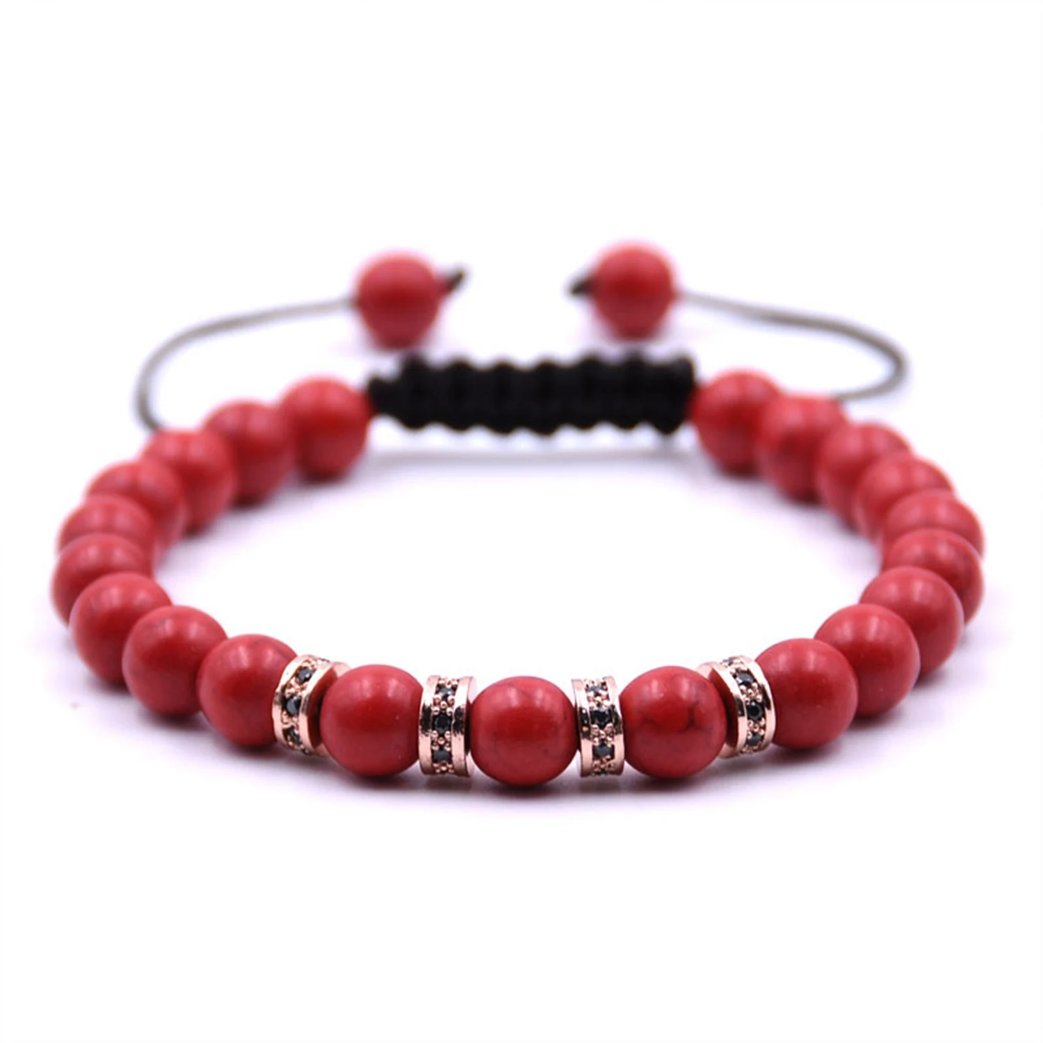 Fashion Volcanic Stone Charm Bracelet Men's 8mm Handmade Natural  Bead  Women's Accessories Pulseira hombres