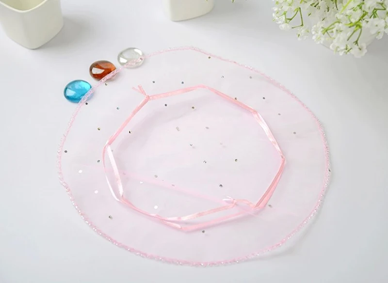 40cm 500pcs Pink Candy Bags For Wedding Round Christmas Organza Bags Gift Packaging Bags Women Drawstring Bag Package Display