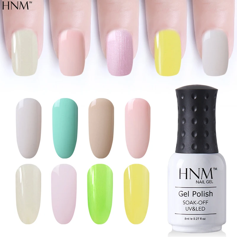 HNM 8 мл Однотонная одежда гель Лаки замочить от УФ для ногтей Светильник цвета