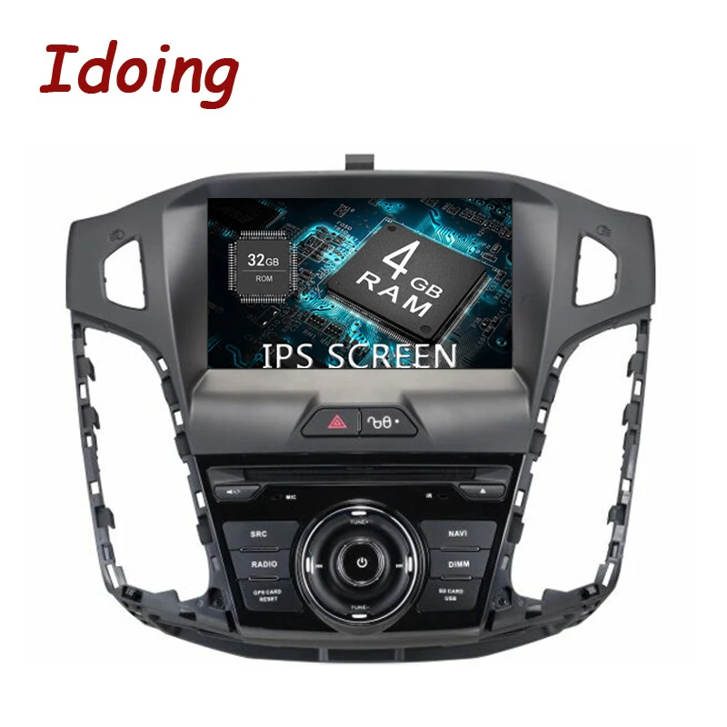 Idoing 1Din Android 8 0 для Ford Focus 2012 2014 4 Гб + 32 ГБ ядер &quotIPS экран рулевое колесо GPS