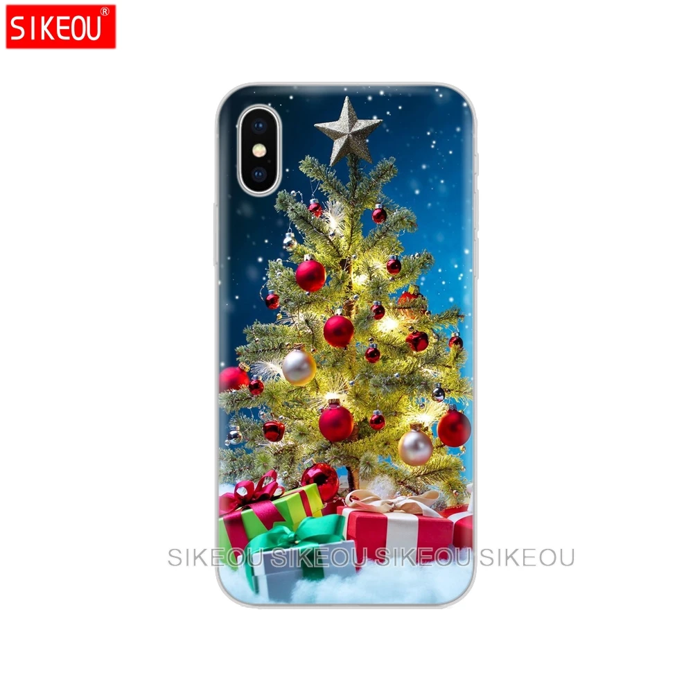 Силиконовый чехол для iphone X 11 pro MAX xs max задняя крышка SE 2020 подарок с рождественским