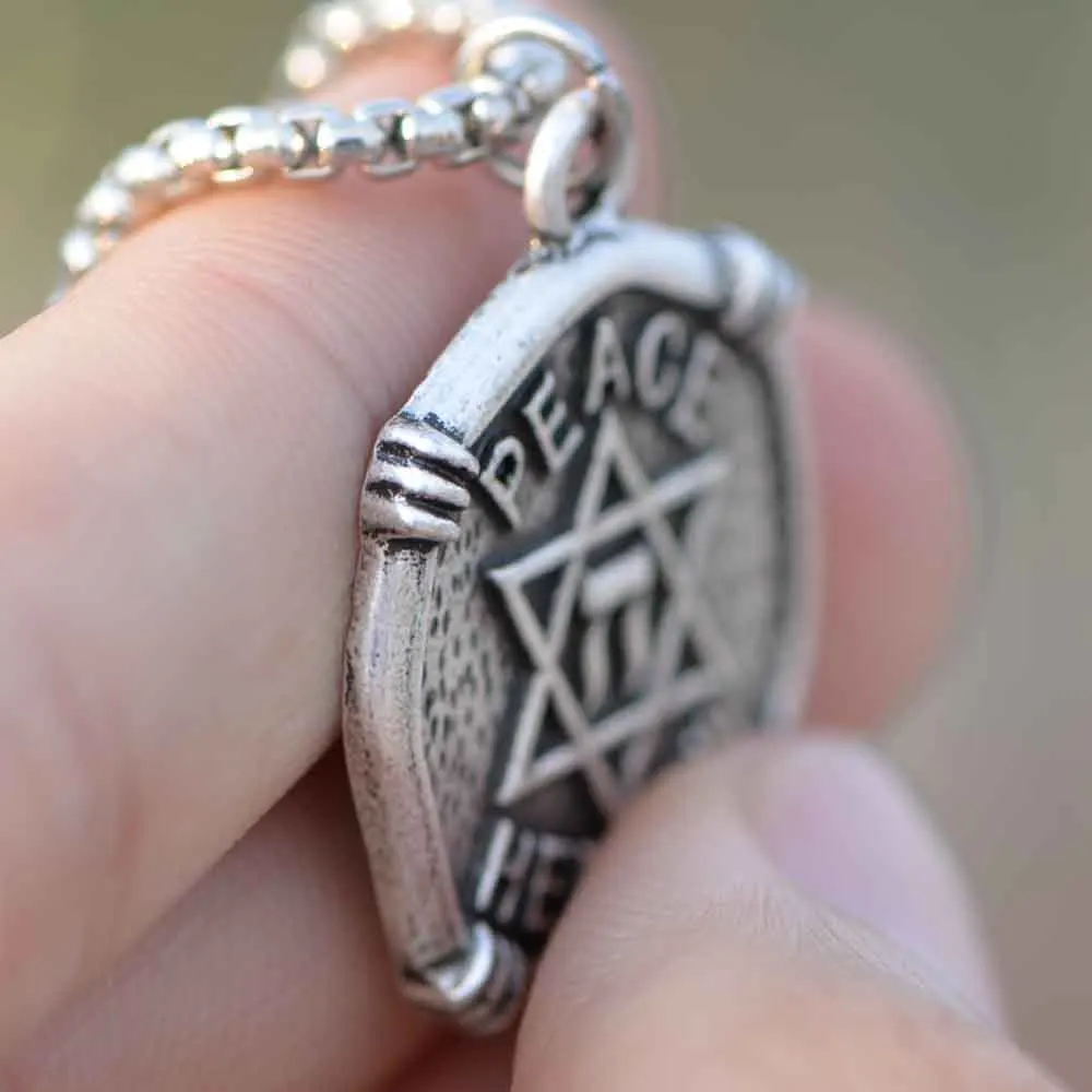 Men Jewelry Chai Necklace Peach Hebrew Pendant Star of David Judaica Jewish Symbol Letter Blessing Israel Necklaces A244|Ожерелья с