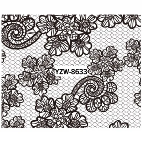 YZW8633 Наклейки для дизайна ногтей, наклейки для кошек, цветов, переводные наклейки с водой, Слайдеры для украшения ногтей, тату, маникюрные обертывания, инструменты, наконечники - Цвет: YZW8633