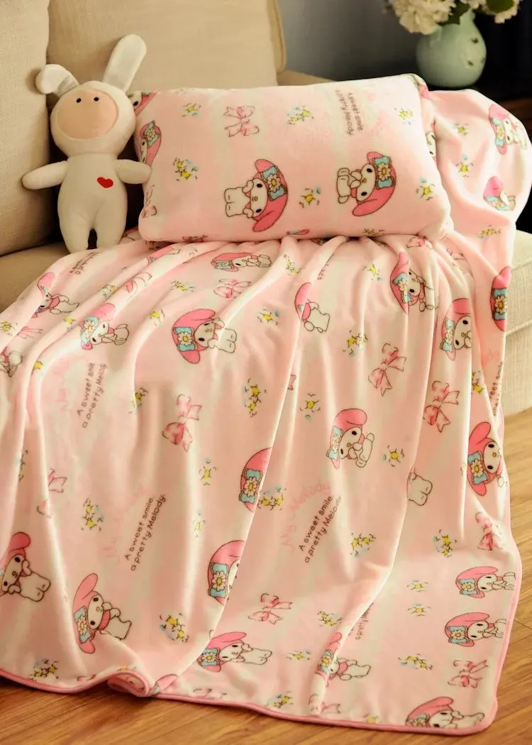 1 шт., мягкая плюшевая наволочка с мультяшным бантом «My Melody», одна Подушка, теплое одеяло, простыня для девочек, детская кровать, украшение