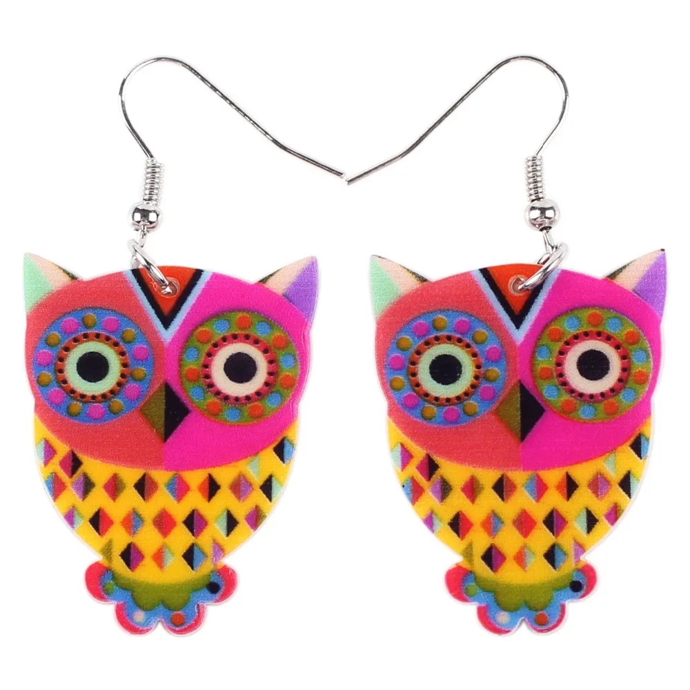 Акриловые висячие серьги Bonsny в виде совы длинные брендовые модные ювелирные