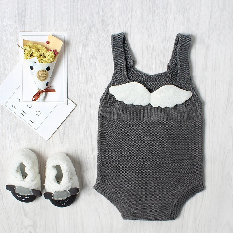 Комбинезон для маленьких девочек 2017 Хлопковый вязаный комбинезон мальчиков и