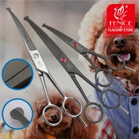 fenice high quality 4 5 7 0 inch pet dog steel safely round tips top grooming small scissors tool curved blade 15 degree