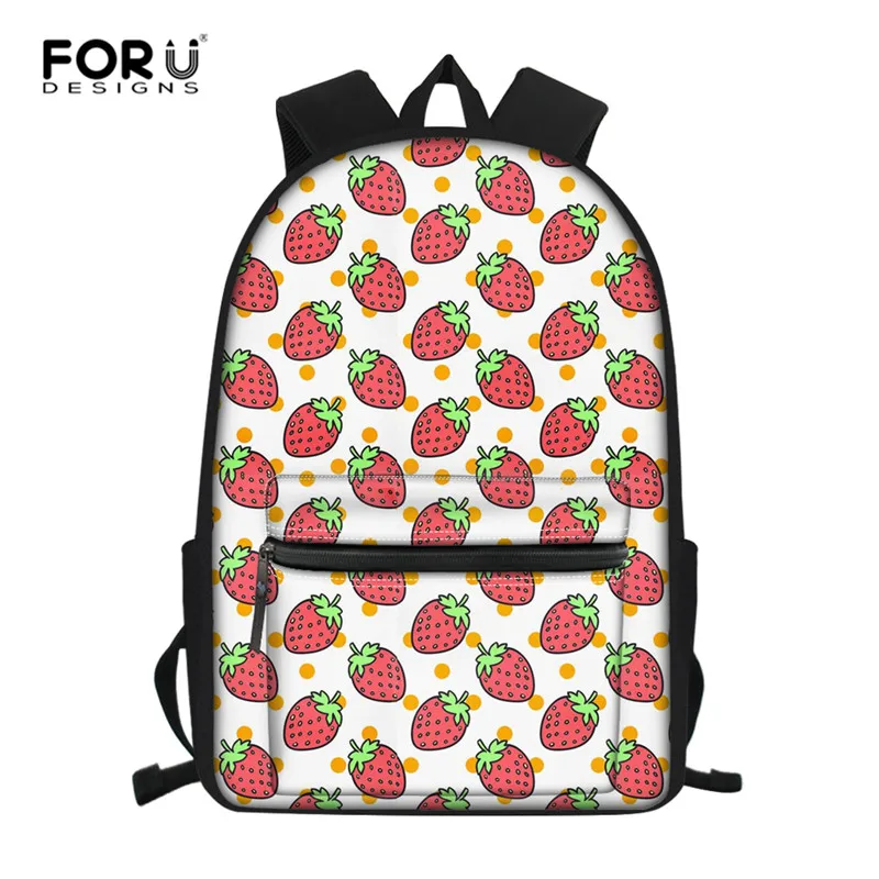 

Сумки для начальной школы FORUDESIGNS, рюкзаки для книг на заказ, легкие рюкзаки для детей, вместительные женские рюкзаки с клубничкой, рюкзак