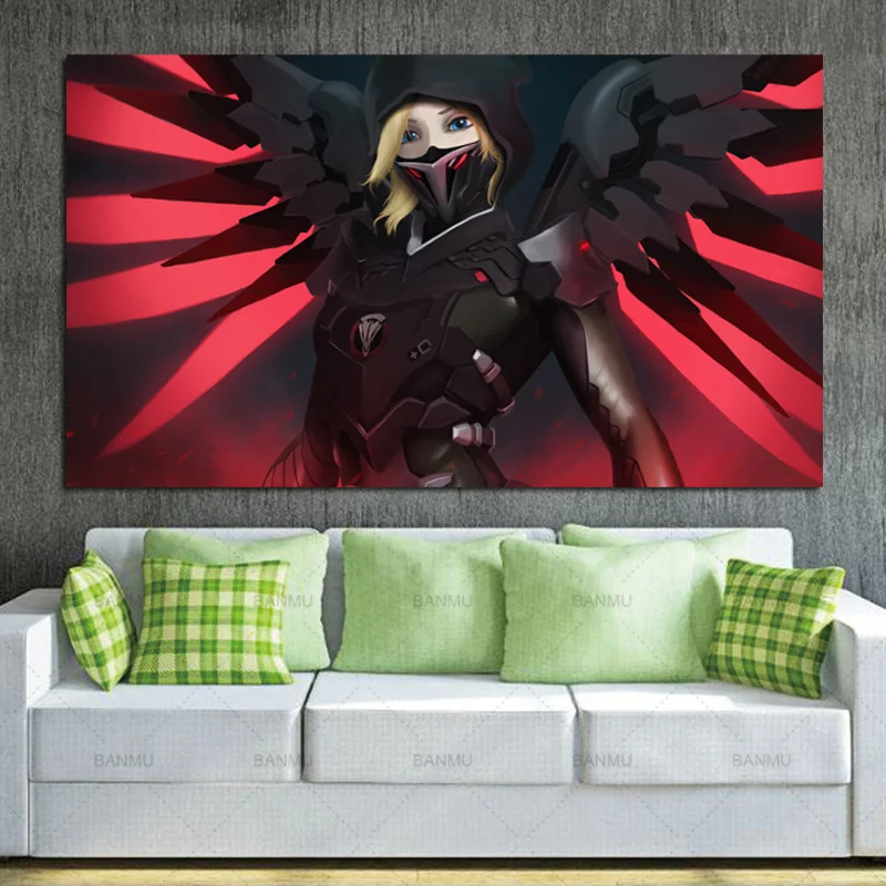 Overwatch Blackwatch Mercy Арт холст плакаты принты живопись настенные картины для спальни