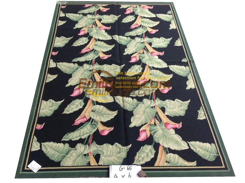 

Tip!floral Black Aubusson China Oriental Hand-woven Area Carpet Wool New Unique 100% Wool Hand-made Needlepoint Carpet