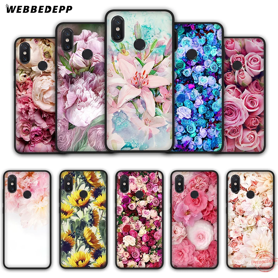 WEBBEDEPP Peony Sunflowe Rose Daisy Plants Flower Soft Silicone Case for Xiaomi Mi 6 8 9 SE MAX 3 A1 A2 Lite F1 Cover | Мобильные