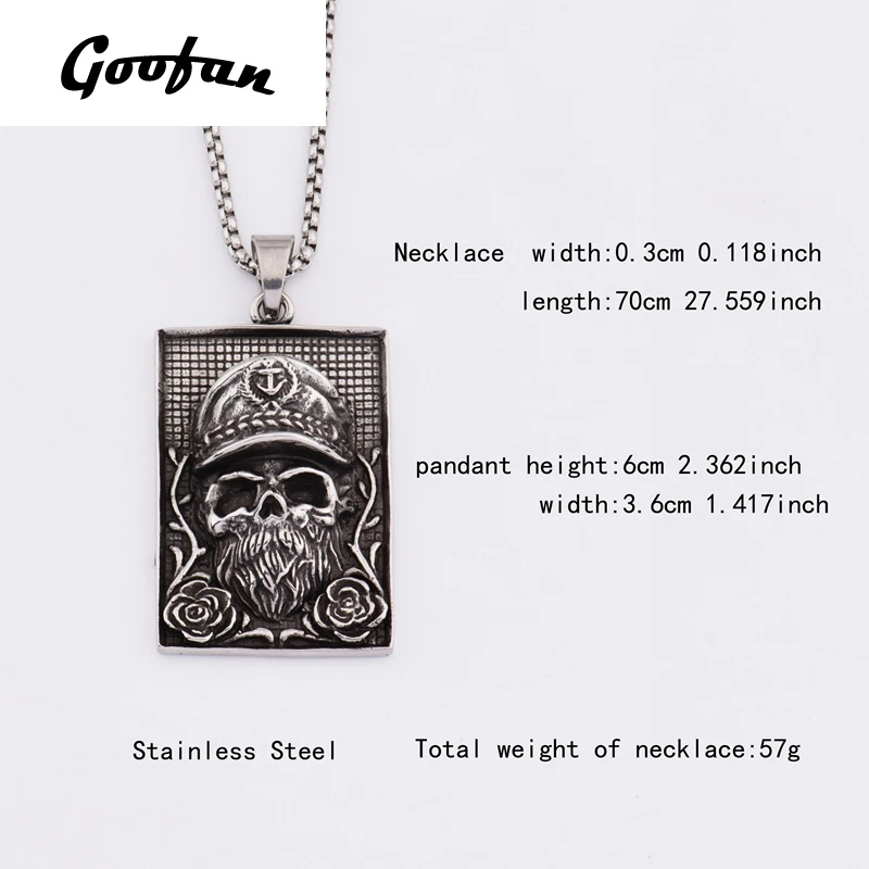 Новое поступление 2017 года goofan Скелет Кулон Цепочки и ожерелья Нержавеющая сталь