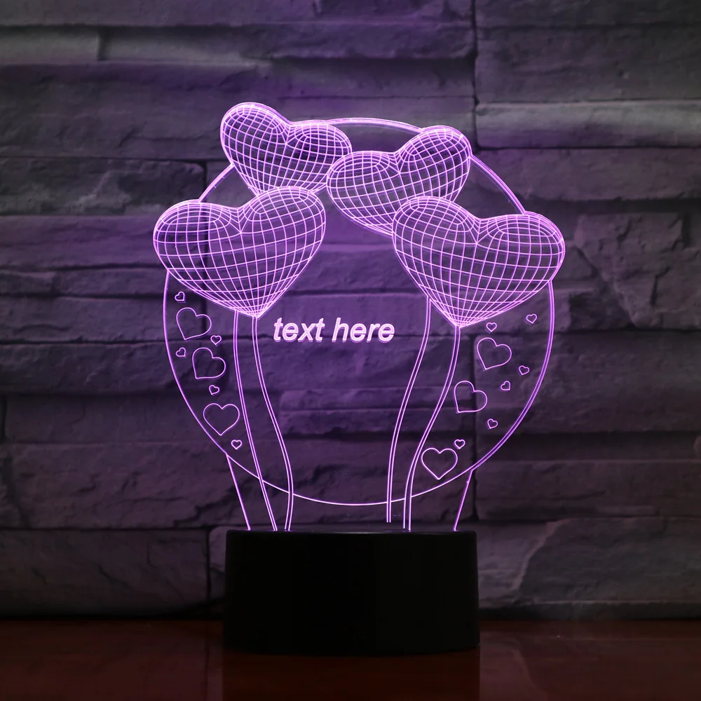 Светодиодсветодиодный настольная лампа RGB 7 цветов 3D Визуальный ночник Ночной