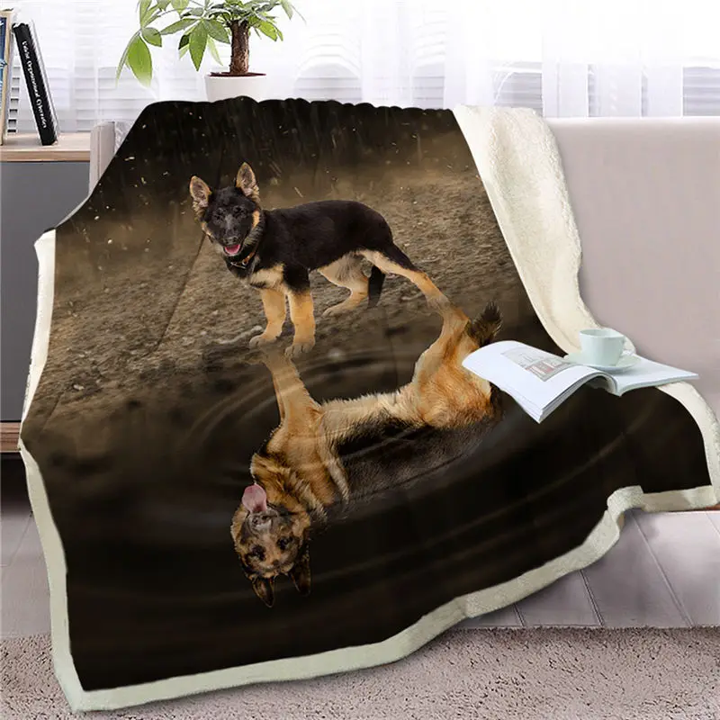 Dog 3 BlessLiving Pet Мопс одеяло на искусственном меху на кровати животных пледы одеяло для детей собака отражение покрывала 3D щенок бульдога Чехлы диванов - Цвет: Dog 3