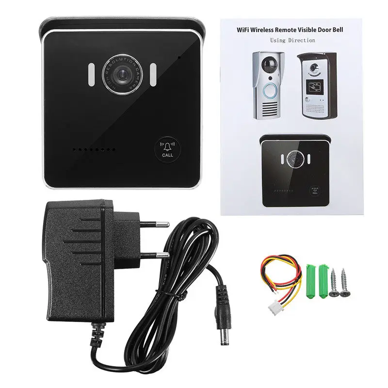 Black US/EU/AU DC 12V 1A Waterproof P2P WIFI Remote Control Mobile Detection IR Night Vision Monitor Smart Door Bell for Phone |