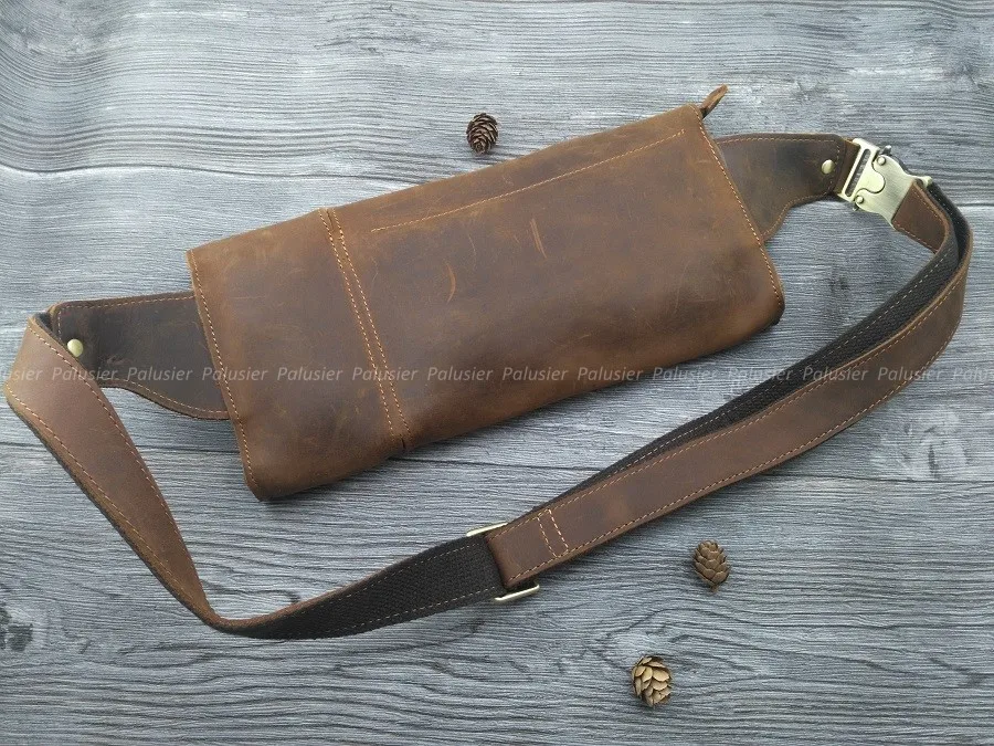 Поясная Сумка из натуральной кожи для мужчин и женщин в стиле ретро|leather waist bag|waist
