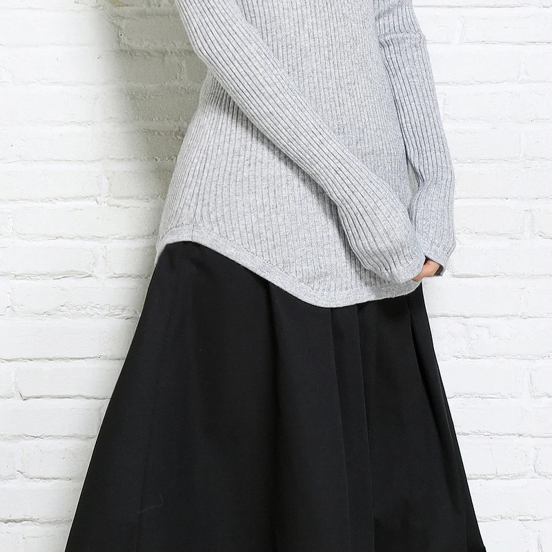 

Autumn Winter High Elastic V Neck Women's Cashmere Woollen Formfitting Striped Knitted Sweater Pulls Femme Tops Jersey