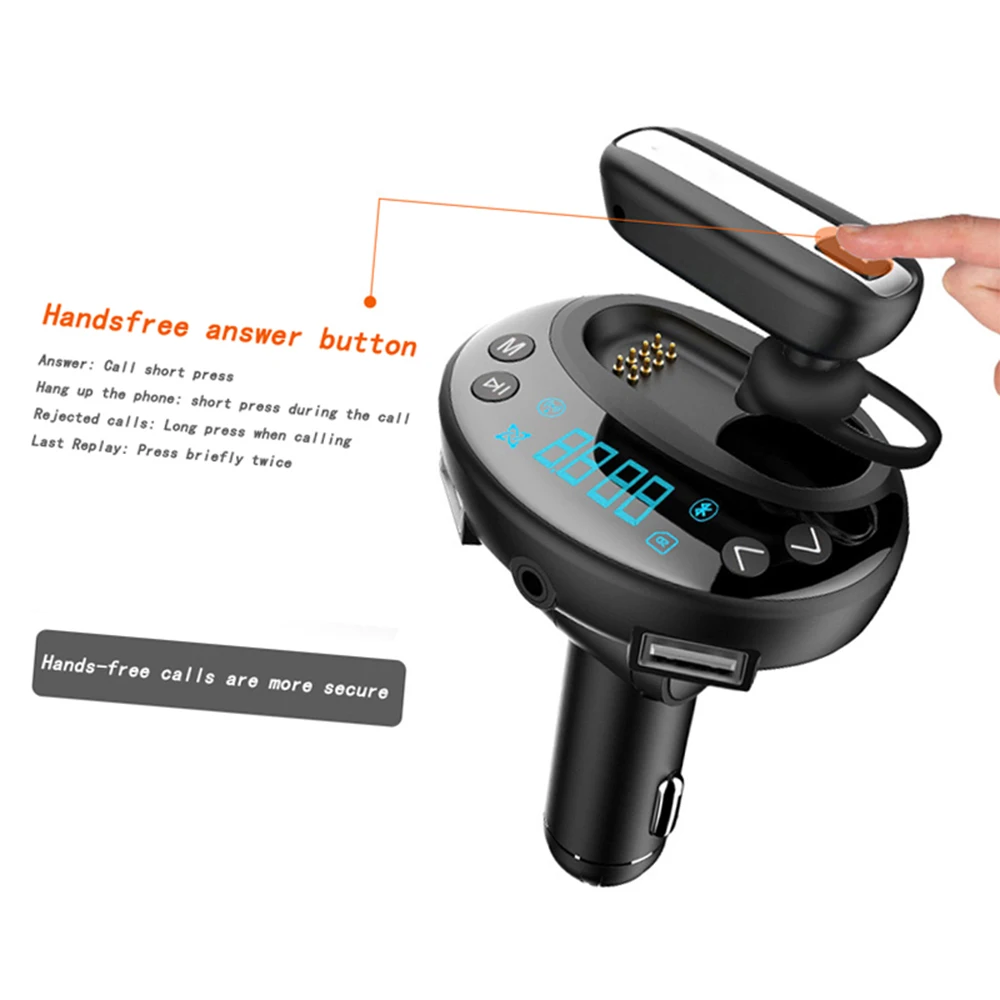 MP3 Dual USB с светящейся кнопкой V8 fm-передатчик гарнитура Handsfree музыкальный плеер