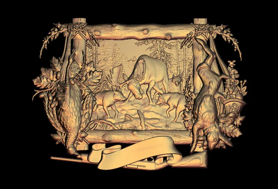 3d-рельефная модель Deers в формате STL ЧПУ роутер резьба гравировка Artcam aspire M126 |