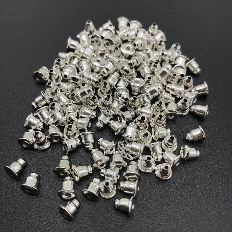 100 шт./лот 6 мм Металлические заглушки для сережек Защитная пробка в виде пули