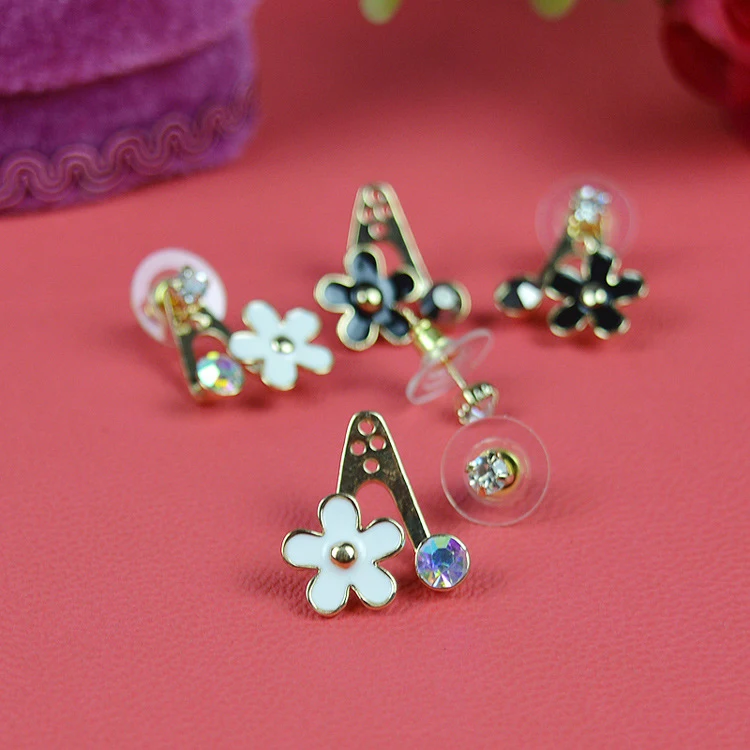 Лидер продаж 2016 года с эмалированными цветами Украшенные стразами Серьги модные
