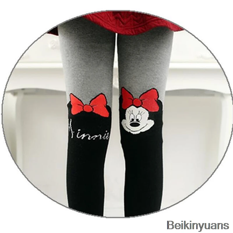 Mickey Колготки для маленьких девочек на весну и осень, лоскутные детские колготки принцессы с рисунком кота для девочек, мягкие хлопковые детские теплые колготки - Цвет: Mickey
