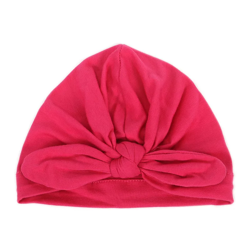 Fuchsia Хлопковая детская шапочка с узлом для новорожденных; реквизит для фотосессии; яркие цвета; детская шапочка для маленьких девочек и мальчиков; аксессуары для детей; 1 шт - Цвет: Fuchsia