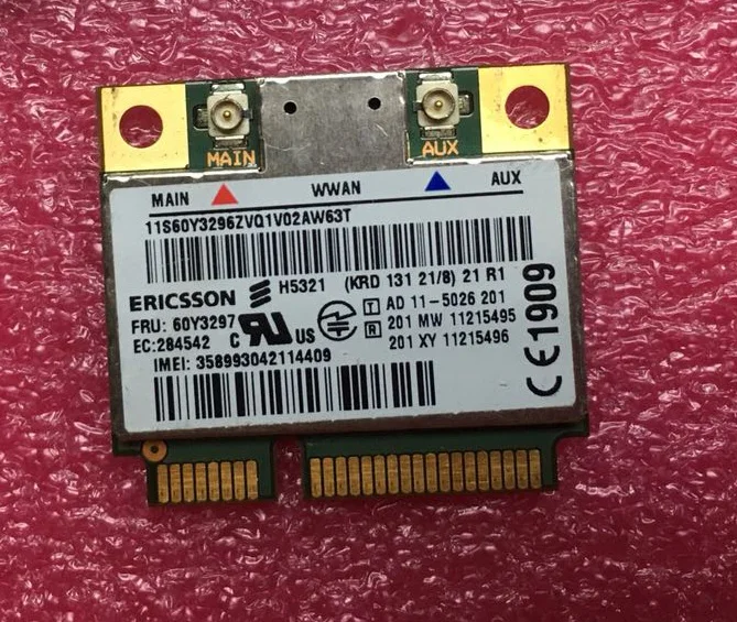 

3G Card H5321w WWAN Module for Lenovo ThinkPad T530 W530 X230 E430 L430 E530 L530 T430 T430s T430u S430 X131e 60Y3297