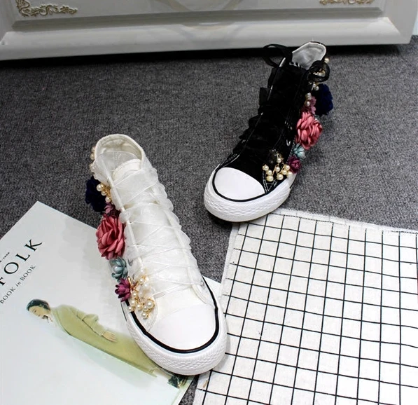 Женские парусиновые ботинки Koovan Белая обувь на плоской подошве с блестками и