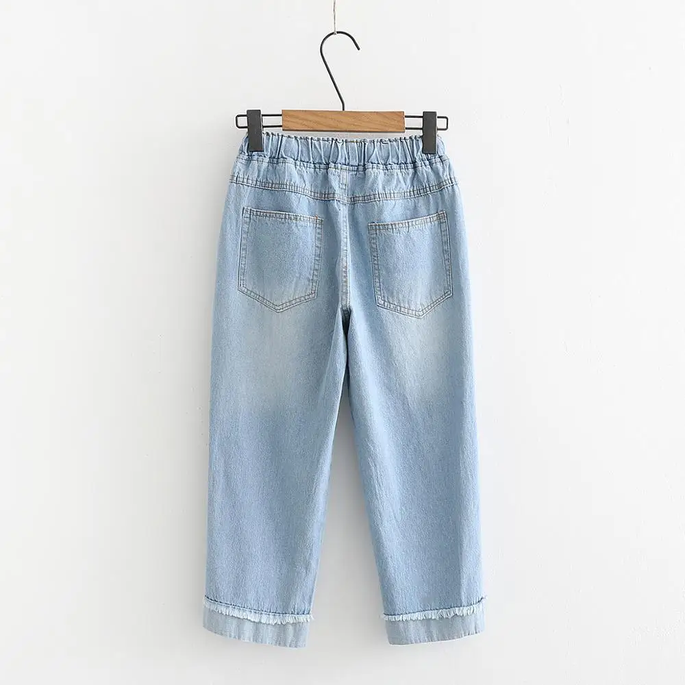 Джинсовые укороченные брюки MUMUZI женские джинсы свободные повседневные Прямые