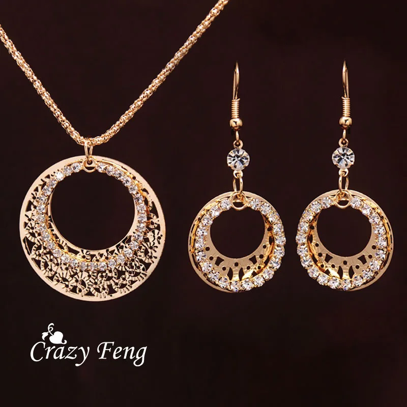 Женский ювелирный комплект из колье и серёг с кристаллами|jewelry sets women|colorful jewelry