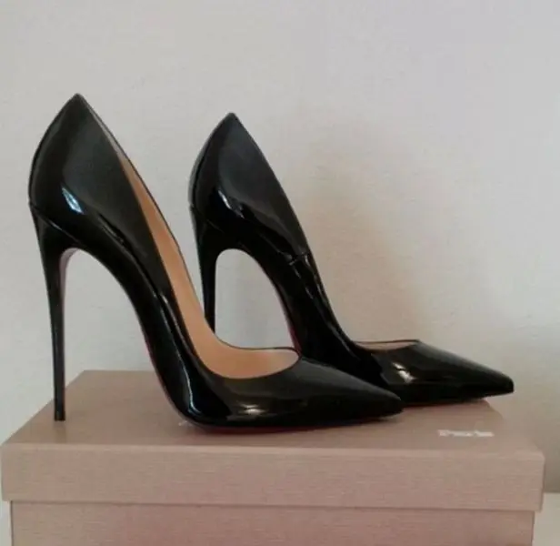 2015 So Kate Pumps 120MM Black Genuine leather Pointed toe Patent Pigalle high heels | Обувь