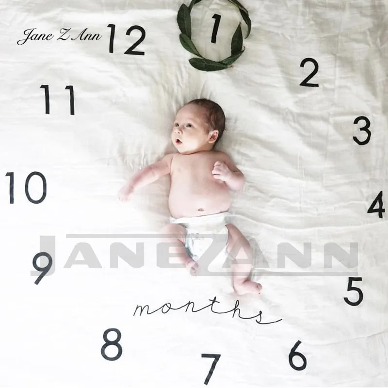 clock Джейн Z Ann новорожденных Подставки для фотографий Одеяло Детские вехой Одеяло младенческой месяц роста leaf часы Количество любви фото фон - Цвет: clock