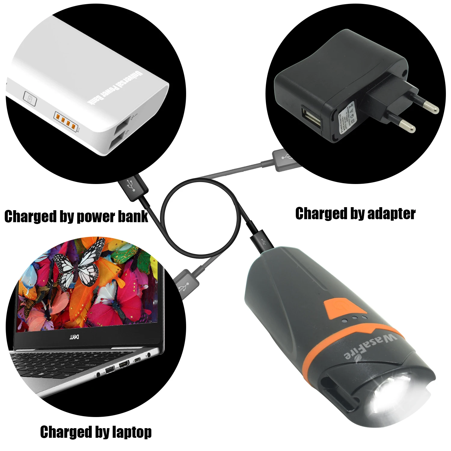 WasaFire USB зарядка 1 * T6 светодиодный велосипедный светильник перезаряжаемый