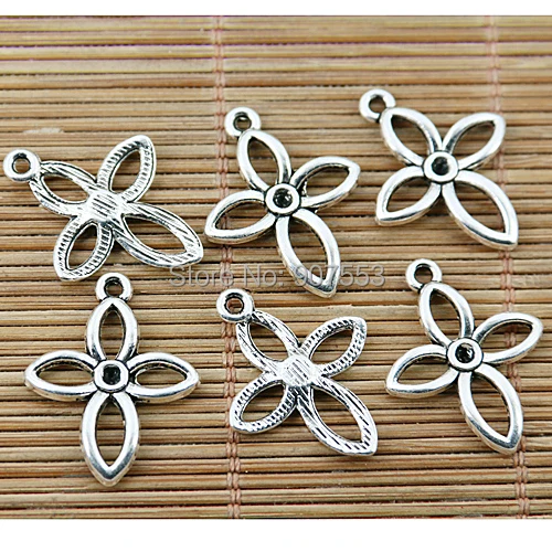 

40pcs tibetan silver tone HOLLOW floral cross charms EF1731
